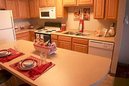 Suite kitchens are fully equipped.